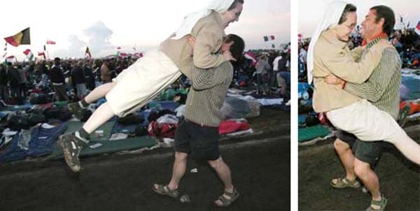 Belgian Nun dancing with a priest at World Youth Day 2005